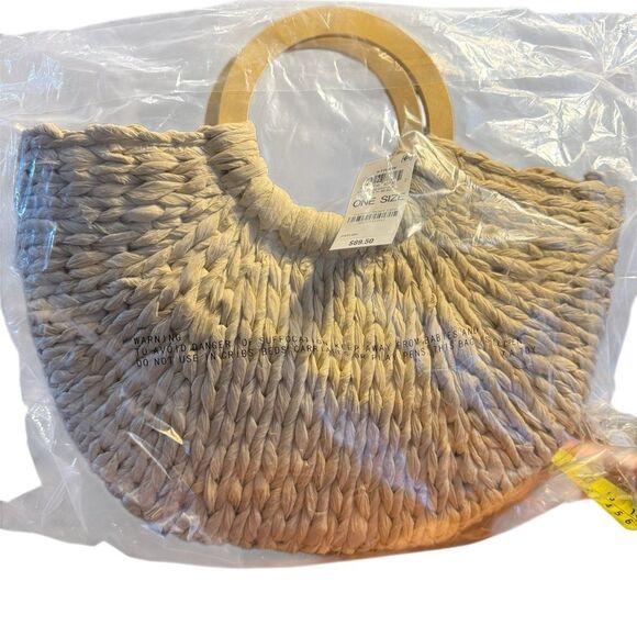 NWT Style & Co Cream Woven Handbag with Multicolor Accents - Picture 6 of 13